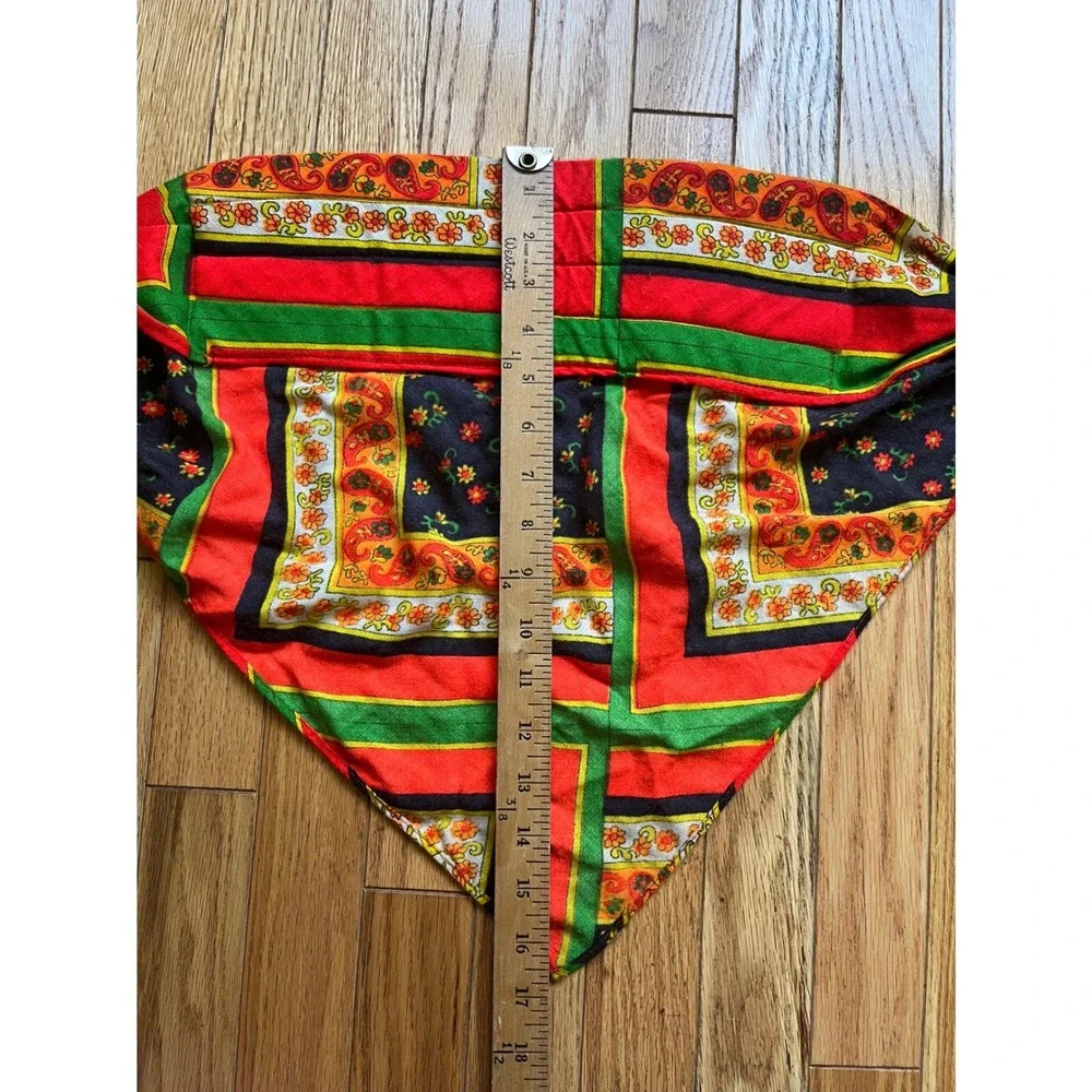 Vintage 70s Paisley Floral Cotton Triangle Head Scarf Kerchief Retro Hippie Chic